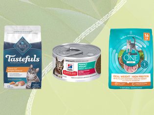 A collage of cat food for weight loss we recommend