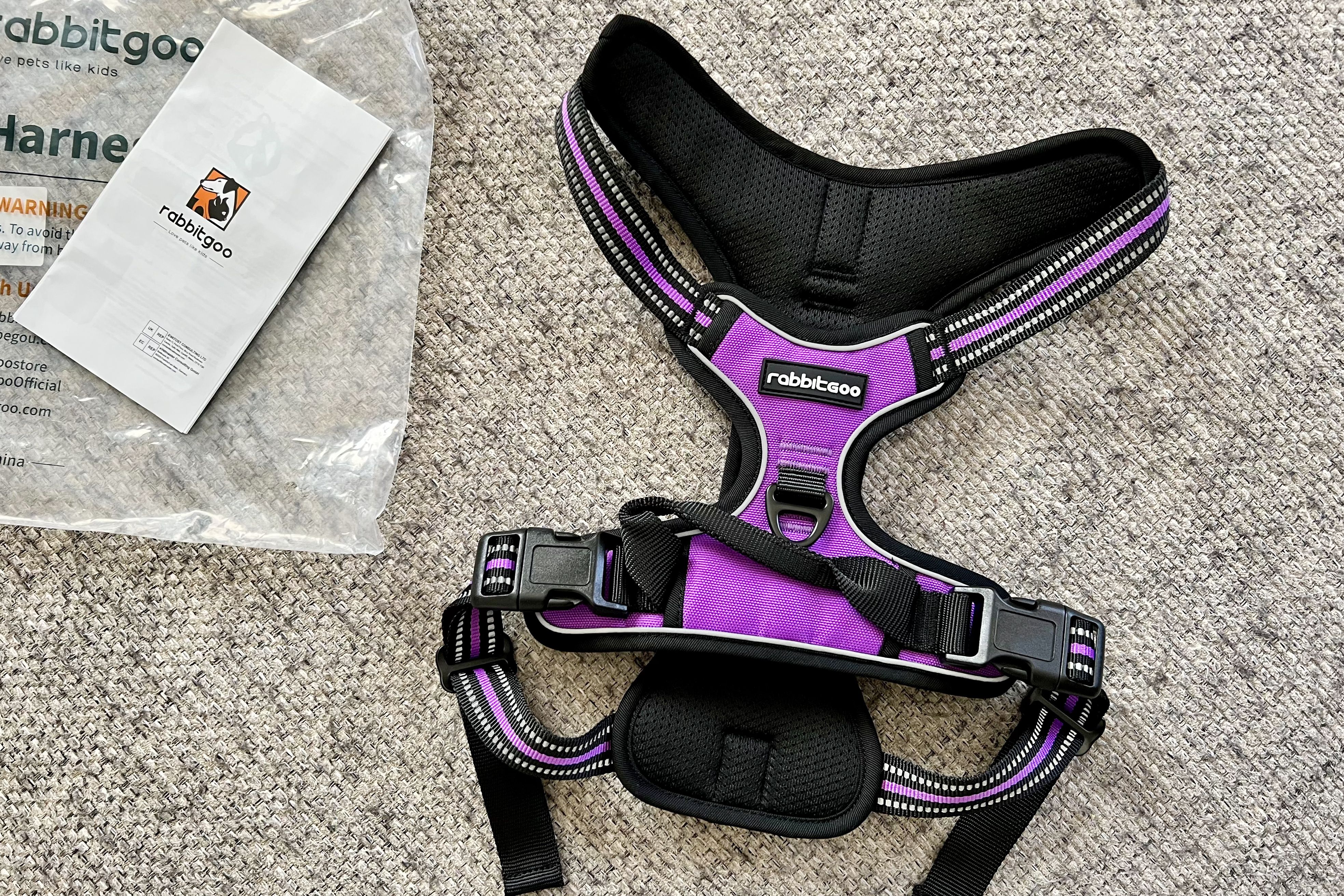 Rabbitgoo No-Pull Dog Harness on a couch