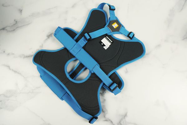 Ruffwear Web Master Dog Harness With Handle displayed on a marble surface